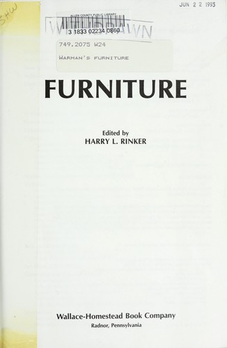 Harry Råner Warman's Furniture used book by Harry L. Rinker: 9780870696268