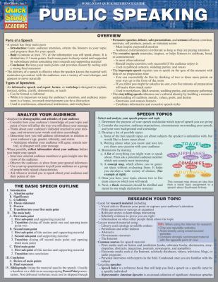 Public Speaking : QuickStudy Laminated Reference Guide used copy by Sharon Milan, Rachel Jacobs ...