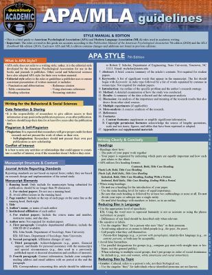APA/MLA Guidelines - 7th/8th Editions : A QuickStudy Laminated ...