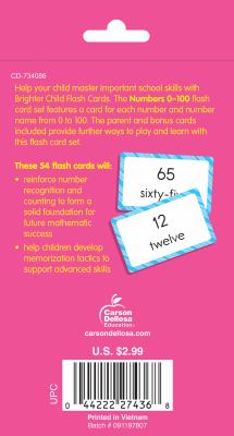 Carson Dellosa - Numbers 1 to 100 Flash Cards - Early Learning Counting ...