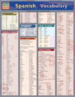 Spanish Vocabulary : A QuickStudy Laminated Reference Guide