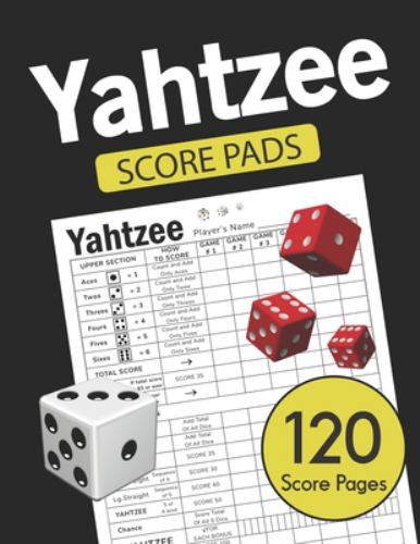 yahtzee score pads large size 8 5 x 11 inches 120 pages dice board game yahtzee