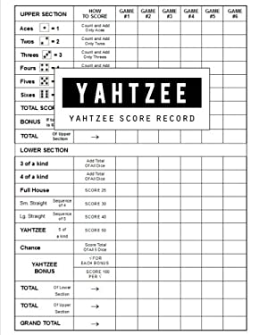 yahtzee score record yahtzee game record score keeper book yahtzee score sheet yahtzee score card write in the player name and record dice thrown by b g publishing 9781723411328 reviews