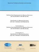 Building Code Requirements For Masonry Structures Specifications For
