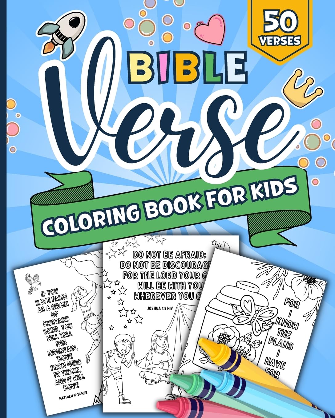 Bible Verse Coloring Book For Kids: 50 Short Inspirational Verses from ...